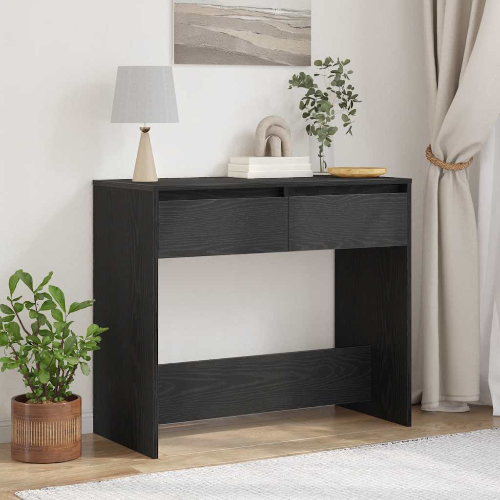 Tavolino Consolle Rovere Nero 89x41x76,5cm Legno Multistrato - homemem39