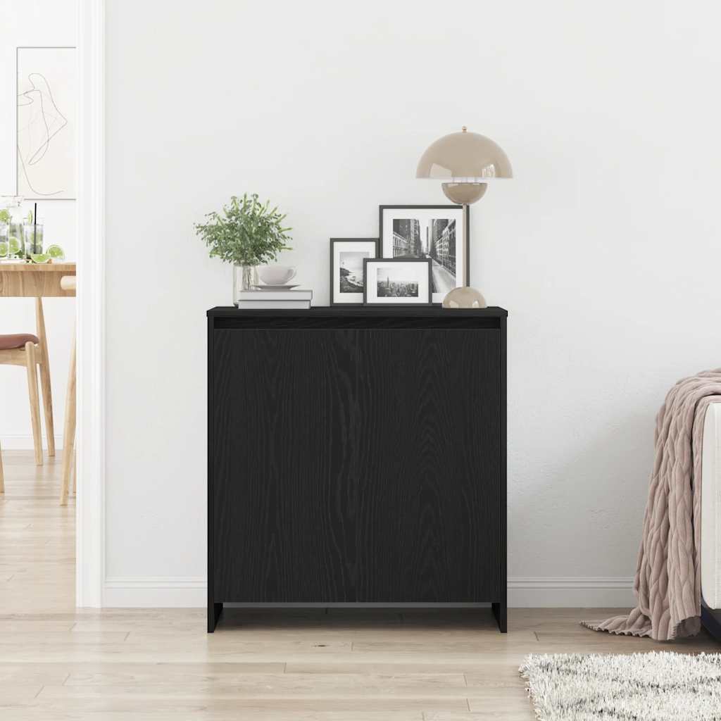 Credenza Rovere Nero 70x41x75 cm in Legno Multistrato