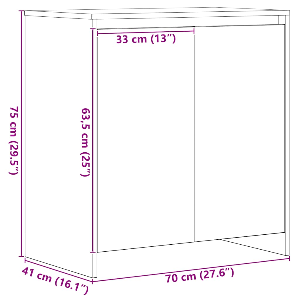 Credenza Rovere Nero 70x41x75 cm in Legno Multistrato - homemem39