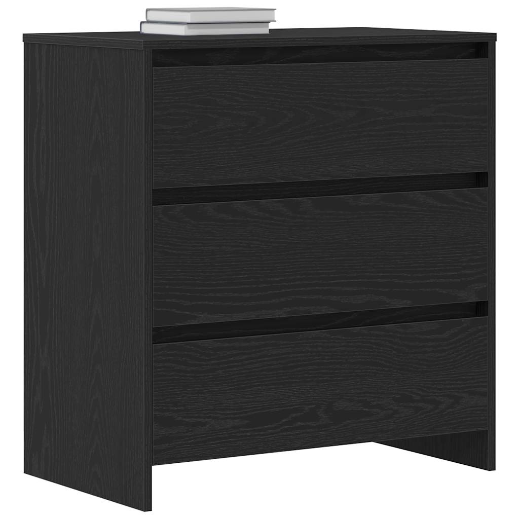 Credenza Rovere Nero 70x41x75 cm in Legno Multistrato