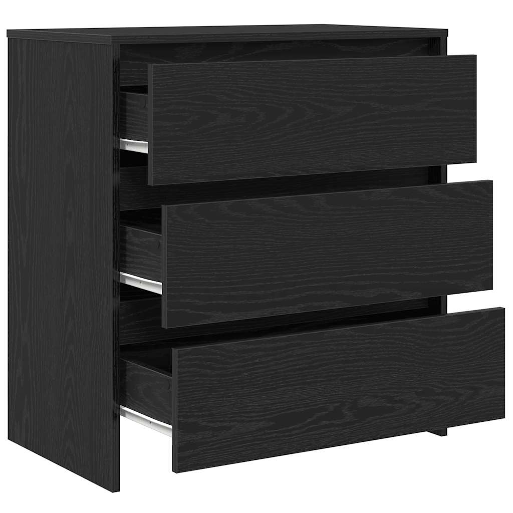 Credenza Rovere Nero 70x41x75 cm in Legno Multistrato