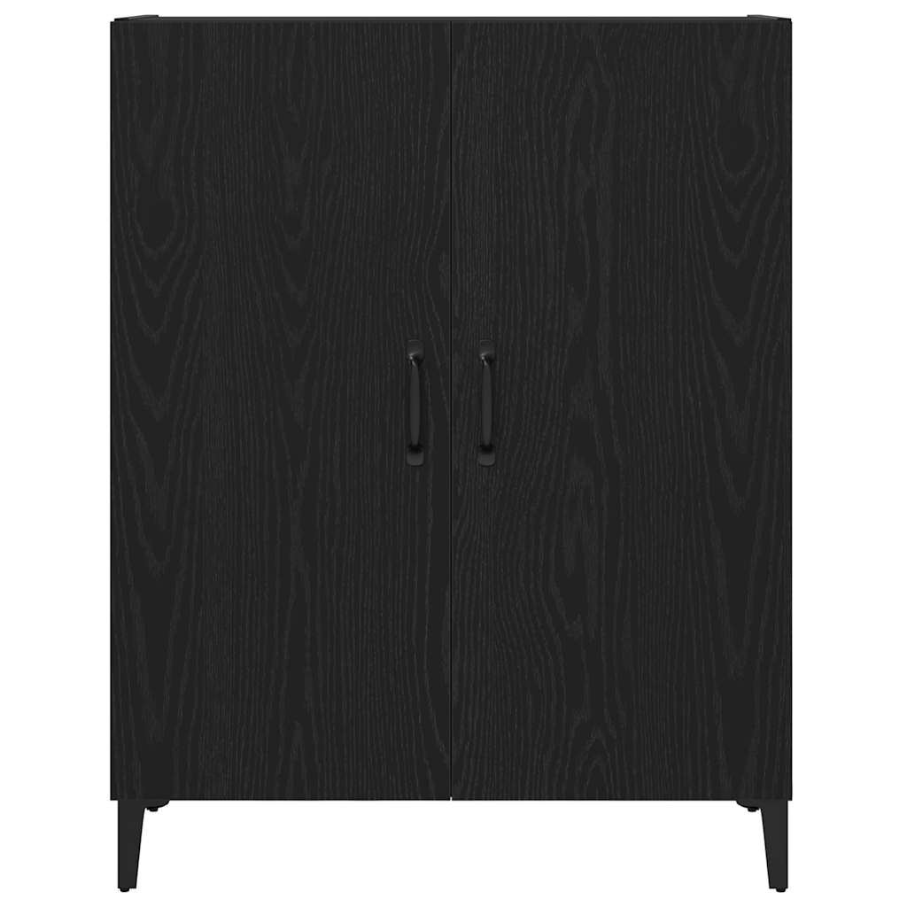 Credenza Rovere Nero 69,5x34x90 cm in Legno Multistrato