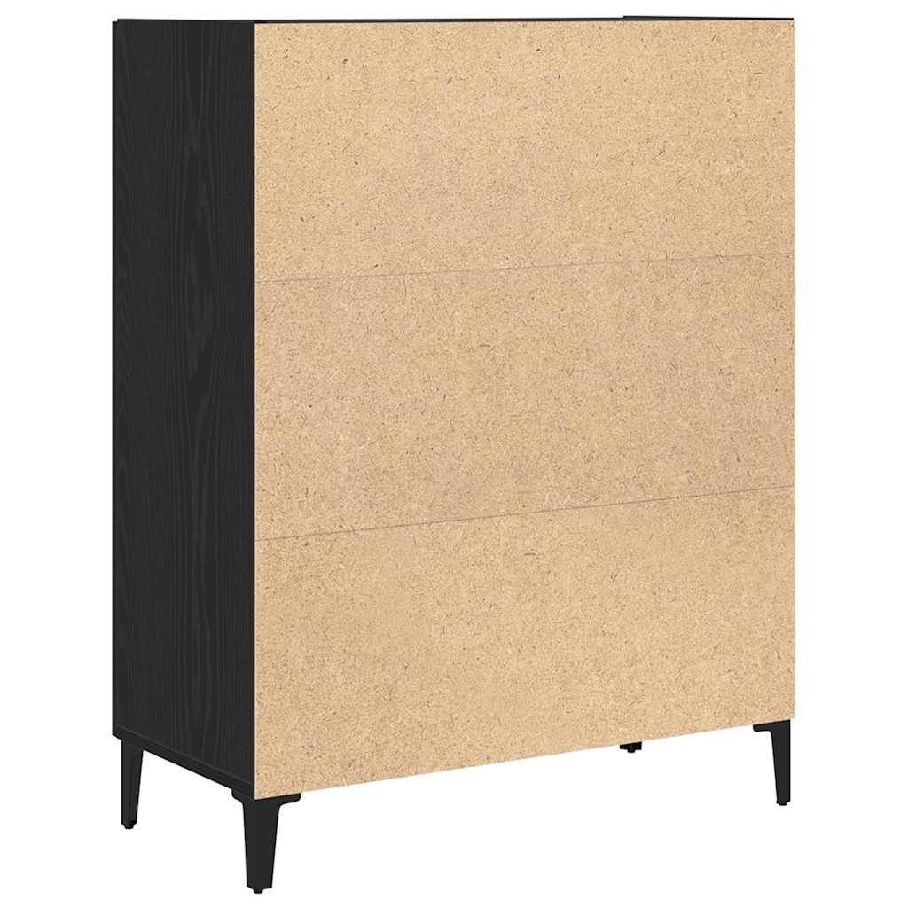 Credenza Rovere Nero 69,5x34x90 cm in Legno Multistrato