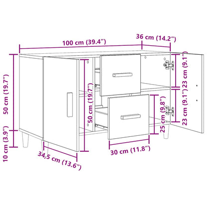 Credenza Rovere Nero 100x36x60 cm in Legno Multistrato