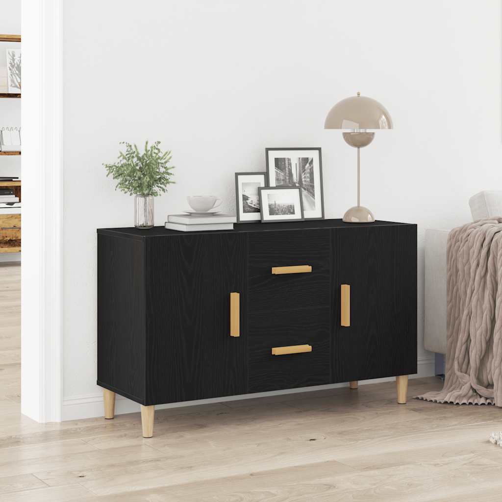 Credenza Rovere Nero 100x36x60 cm in Legno Multistrato