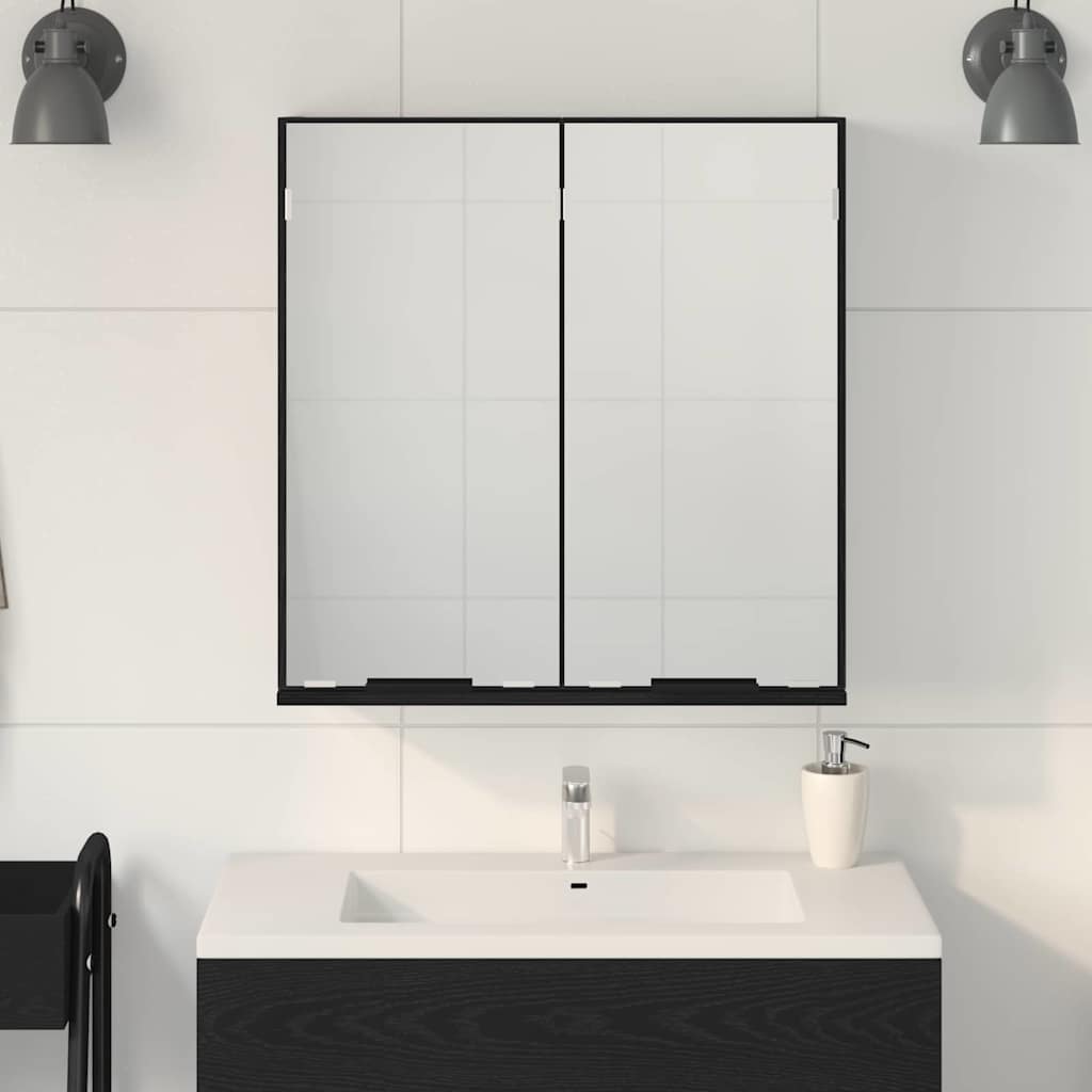Mobiletto per specchio con porta Rovere Nero 64 x 20 x 67 cm | homemem39
