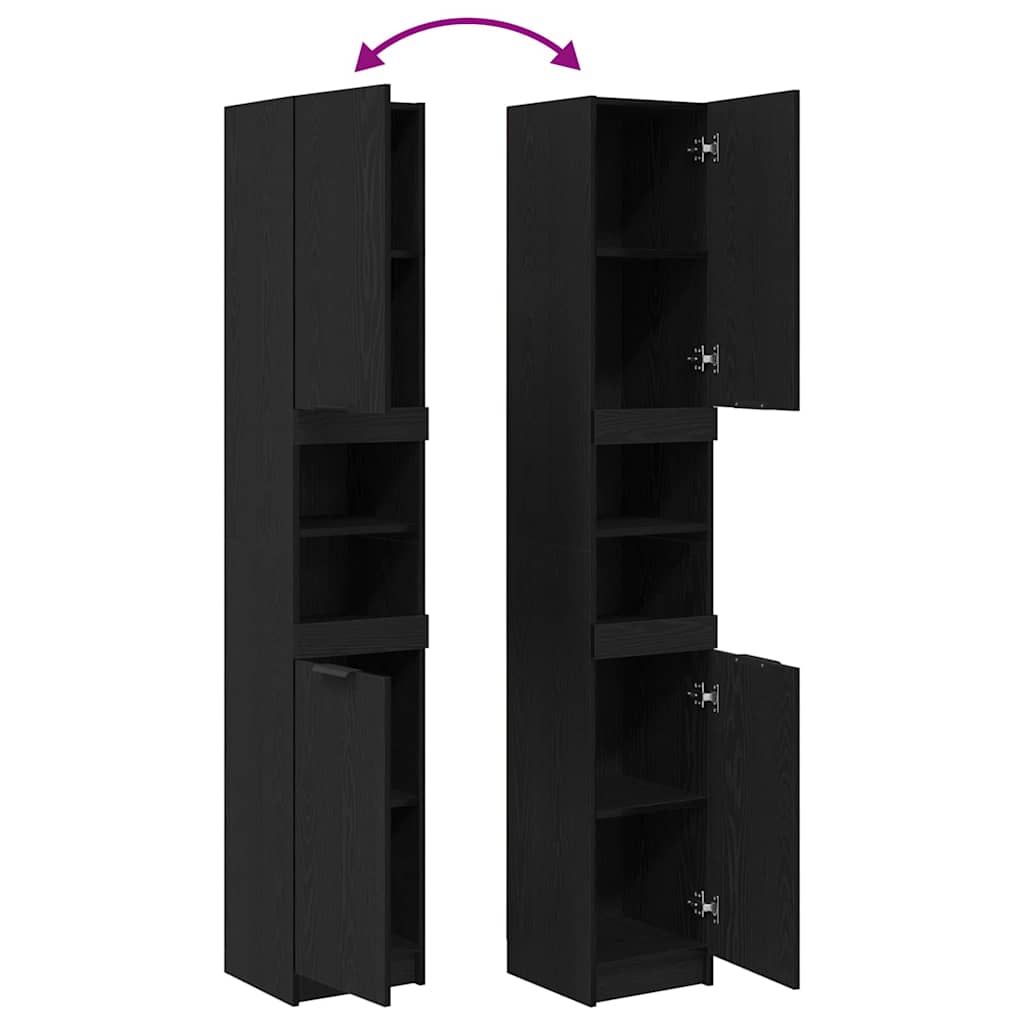 Mobile da Bagno con lo scaffale Rovere nero 32 x 34 x 188,5 cm | homemem39