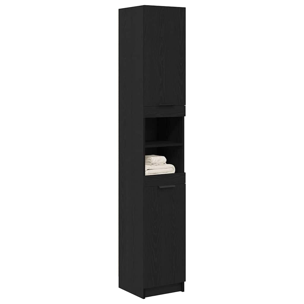 Mobile da Bagno con lo scaffale Rovere nero 32 x 34 x 188,5 cm | homemem39