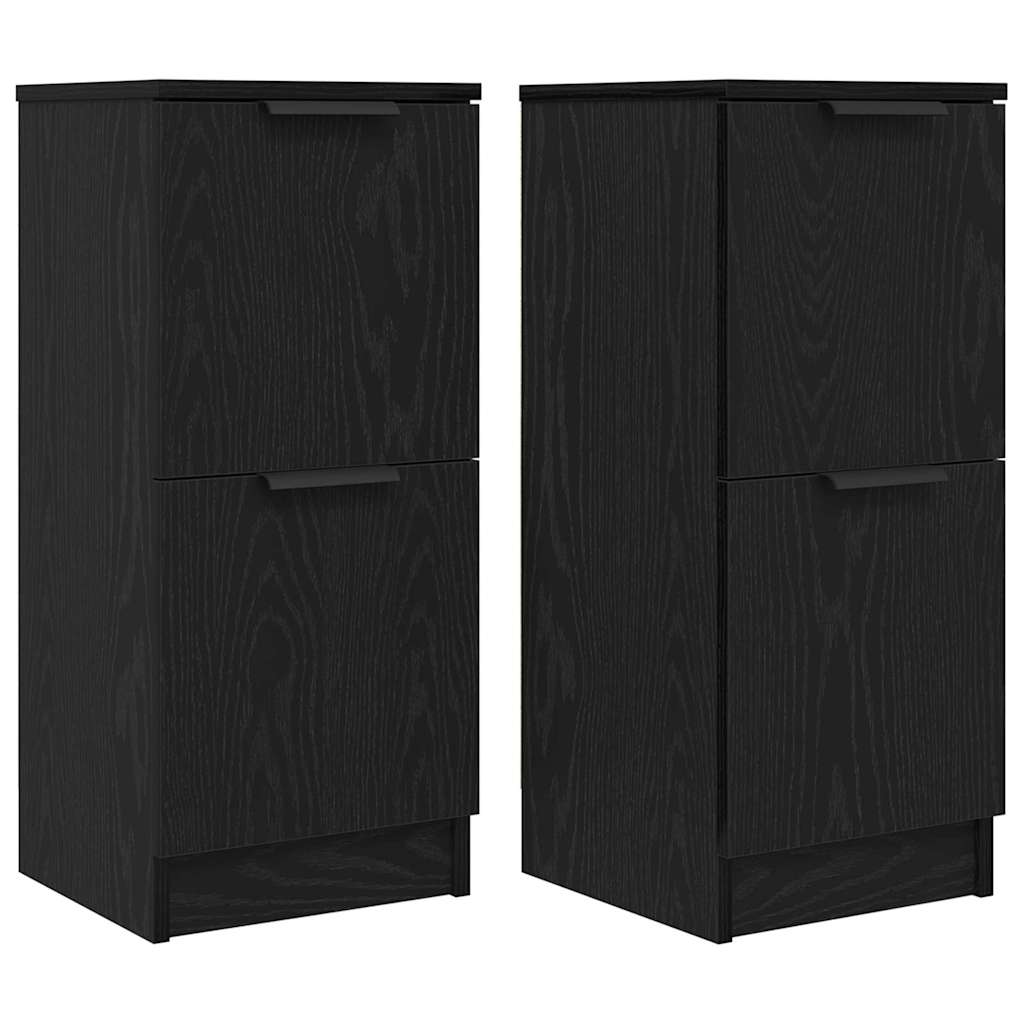 Credenza 2 pcs Rovere nero 30 x 30 x 70 cm Legno multistrato
