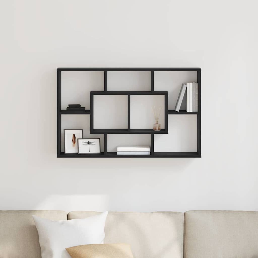 Scaffale da parete Rovere Nero 85 x 16 x 52,5 cm