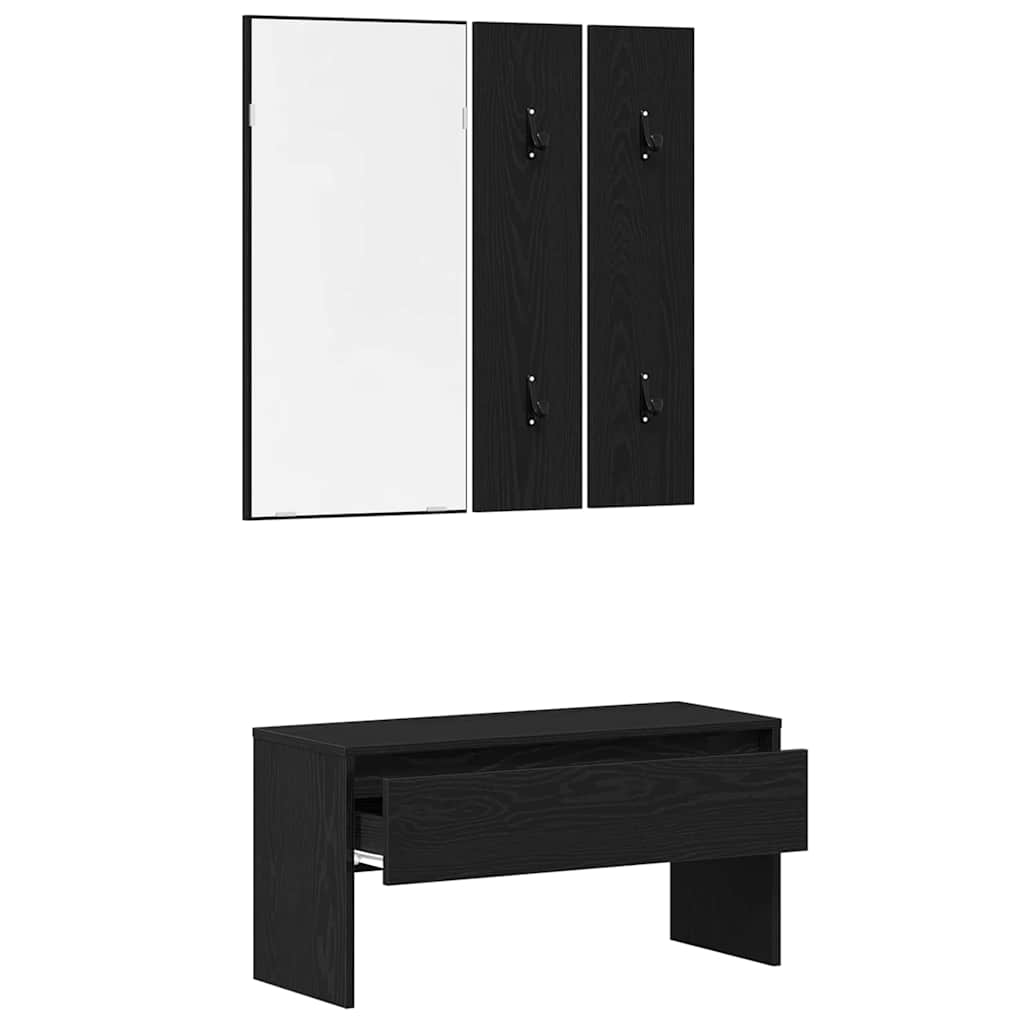 Set di Mobili per il Corridoio con cassetto 4 pcs Rovere nero