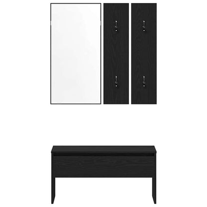 Set mobili da ingresso 4 pz Rovere Nero 80 x 30,5 x 40 cm
