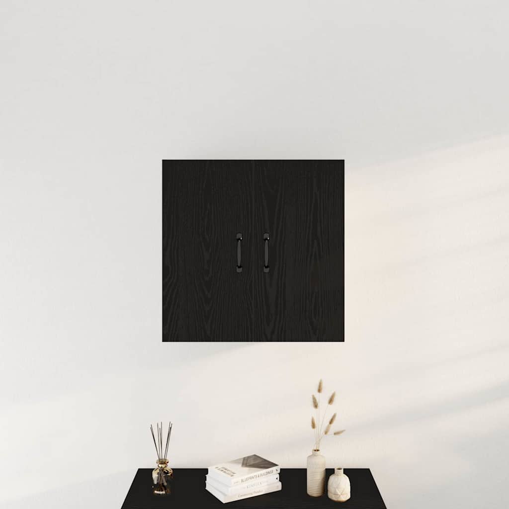 Mobiletto da Parete Rovere Nero 60x31x60 cm in Legno Massello | homemem39