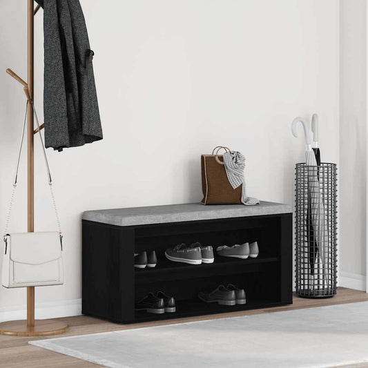 Panca Scarpiera Rovere Nero 100x35x45 cm in Legno di Argilla
