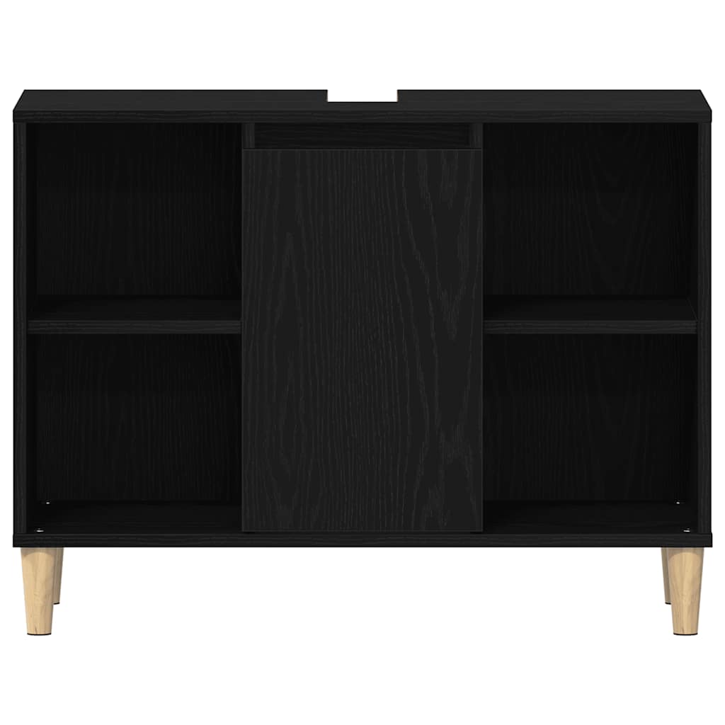 Mobiletto per Lavabo Rovere Nero 80x33x60 cm in Legno Massello | homemem39