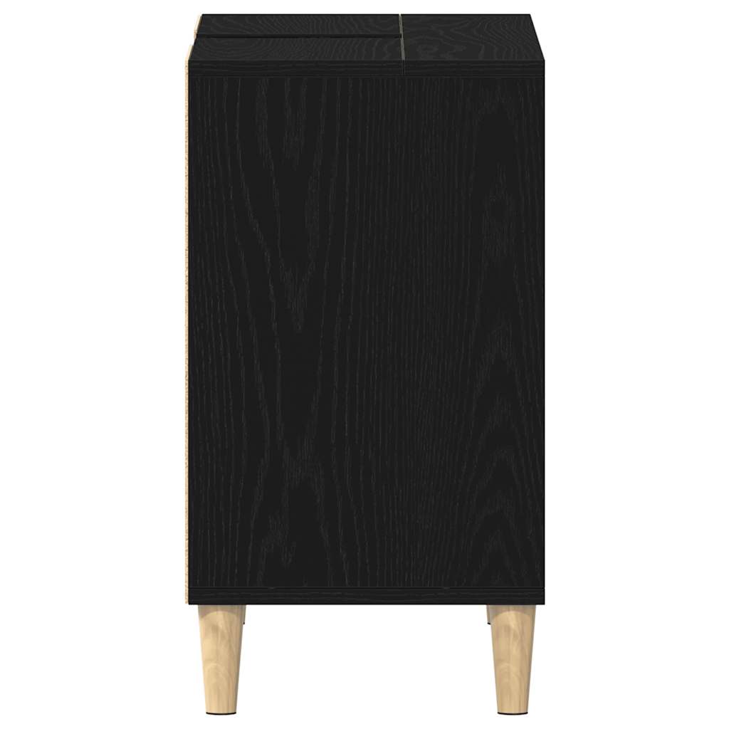 Mobiletto per Lavabo Rovere Nero 80x33x60 cm in Legno Massello | homemem39