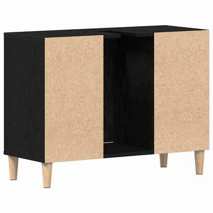 Mobiletto per Lavabo Rovere Nero 80x33x60 cm in Legno Massello | homemem39