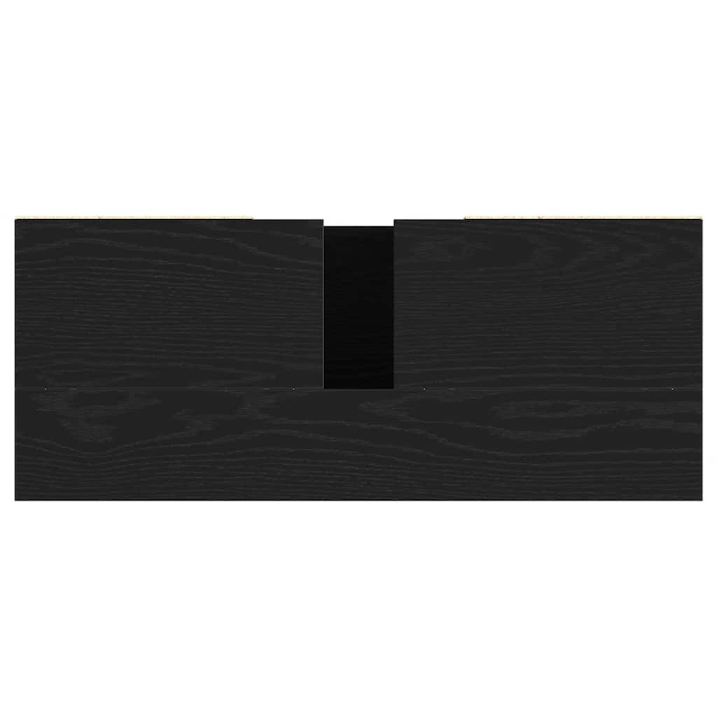 Mobiletto per Lavabo Rovere Nero 80x33x60 cm in Legno Massello | homemem39
