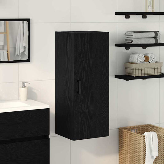 Mobiletto da Parete Rovere Nero 34,5x34x90 cm in Legno Massello - homemem39