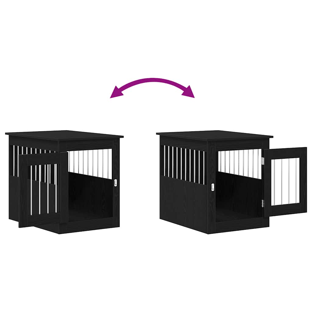 Mobile per cuccia per cani Rovere Nero 75x55x65 cm in legno ingegnerizzato