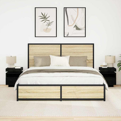 Comodino 2 pcs Rovere nero 40 x 39 x 48.5 cm Legno multistrato