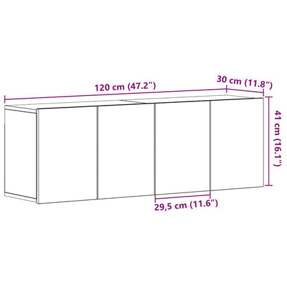 Mobili Porta TV 2 pz Rovere Nero 120x30x41 cm Legno di Argilla