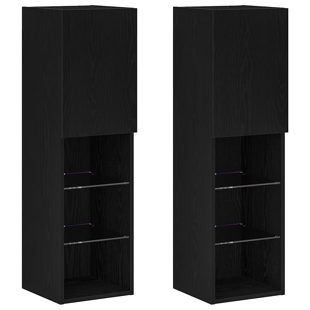 Mobile TV 2 pcs Nero 30.5 x 30 x 102 cm Legno multistrato