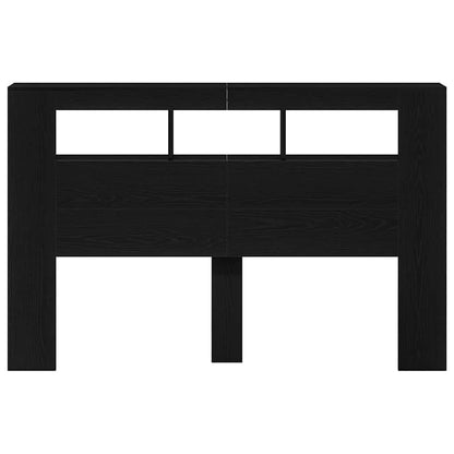 Testiera LED con lo scaffale Rovere nero 160 x 18.5 x 103.5 cm