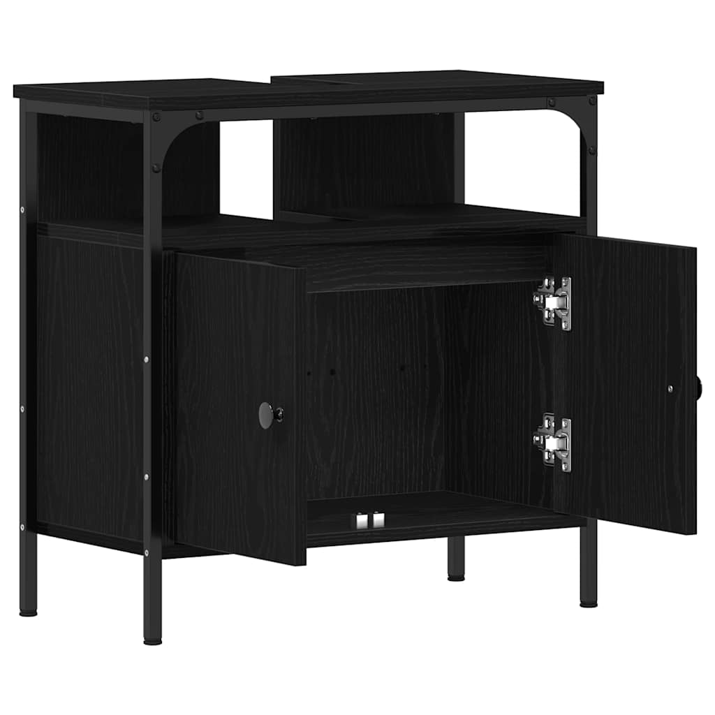 Mobile Lavabo Bagno Rovere Nero 60x30x60cm Legno Multistrato