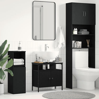 Mobile Lavabo Bagno Rovere Nero 60x30x60cm Legno Multistrato