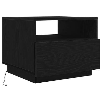 Tavolino da Soggiorno con Luci LED Rovere Nero 50x49x40 cm | homemem39