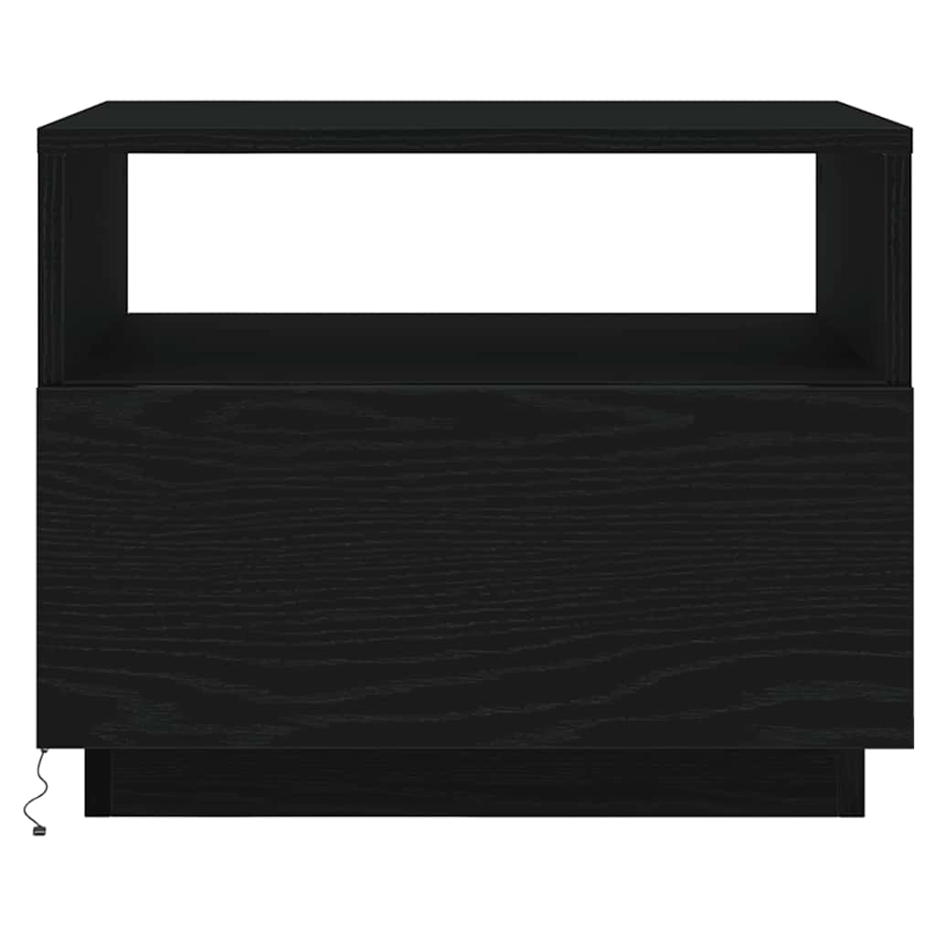 Tavolino da Soggiorno con Luci LED Rovere Nero 50x49x40 cm | homemem39