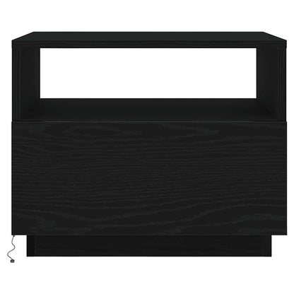 Tavolino da Soggiorno con Luci LED Rovere Nero 50x49x40 cm | homemem39