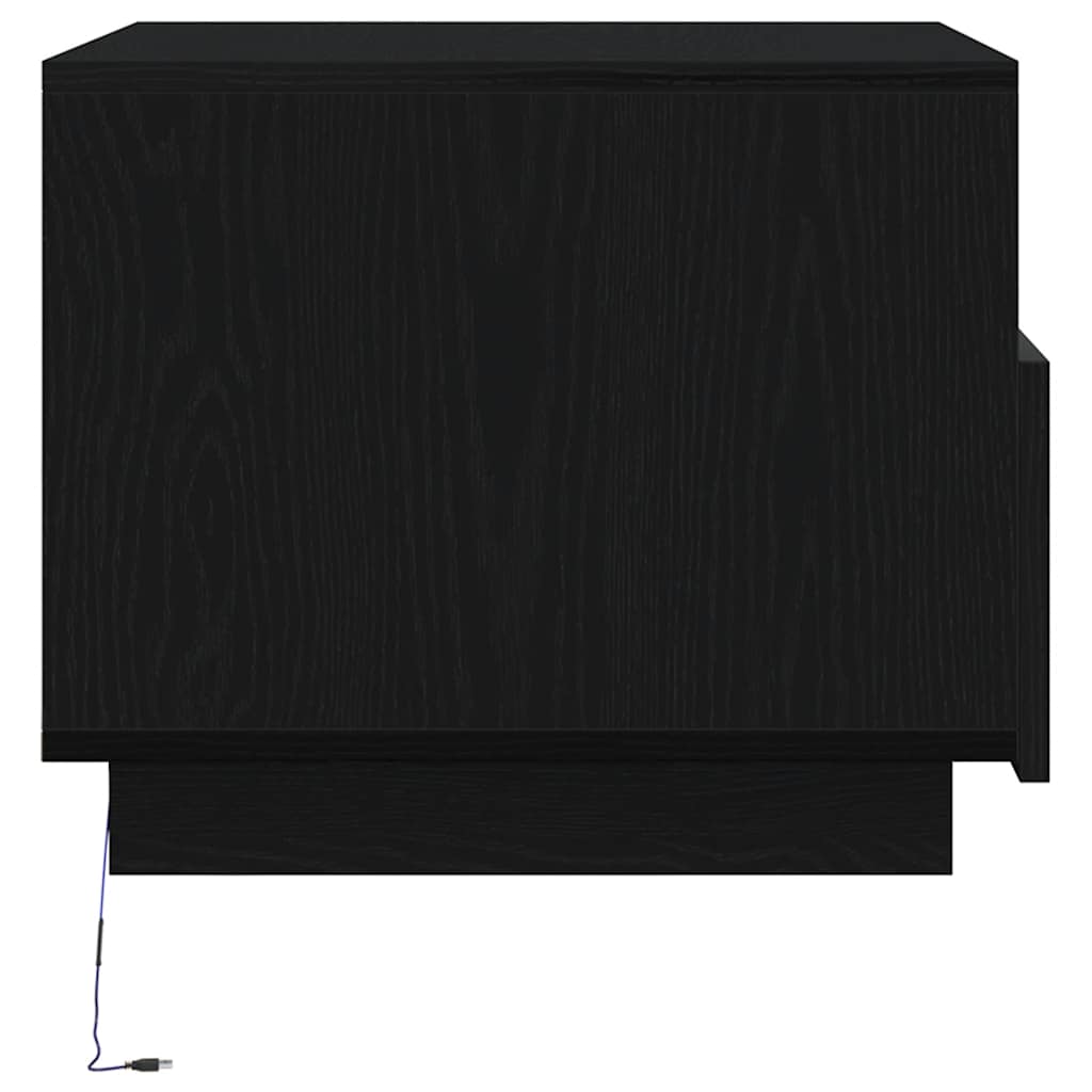 Tavolino da Soggiorno con Luci LED Rovere Nero 50x49x40 cm | homemem39
