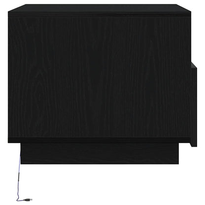 Tavolino da Soggiorno con Luci LED Rovere Nero 50x49x40 cm | homemem39