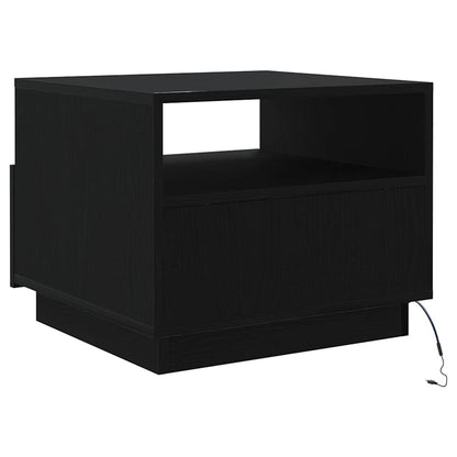 Tavolino da Soggiorno con Luci LED Rovere Nero 50x49x40 cm | homemem39