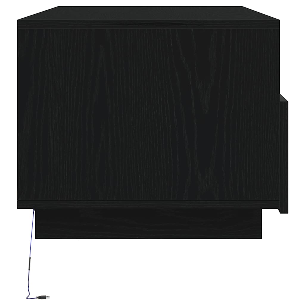 Tavolino da Soggiorno con Luci LED Rovere Nero 90x49x40 cm | homemem39