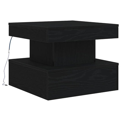 Tavolino da Salotto con Luci LED Rovere Nero 50x50x40 cm | homemem39
