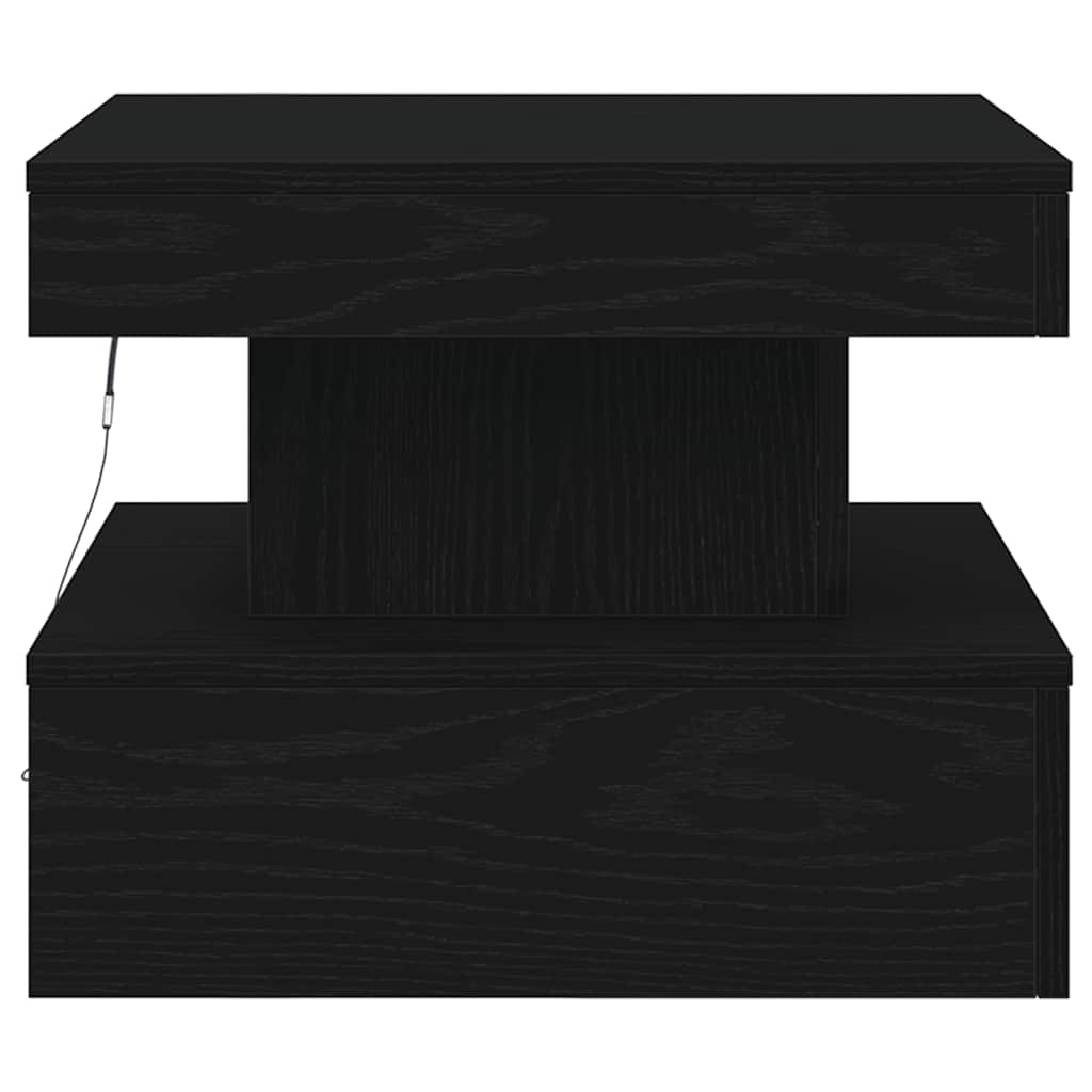 Tavolino da Salotto con Luci LED Rovere Nero 50x50x40 cm