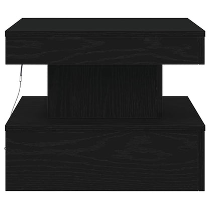 Tavolino da Salotto con Luci LED Rovere Nero 50x50x40 cm