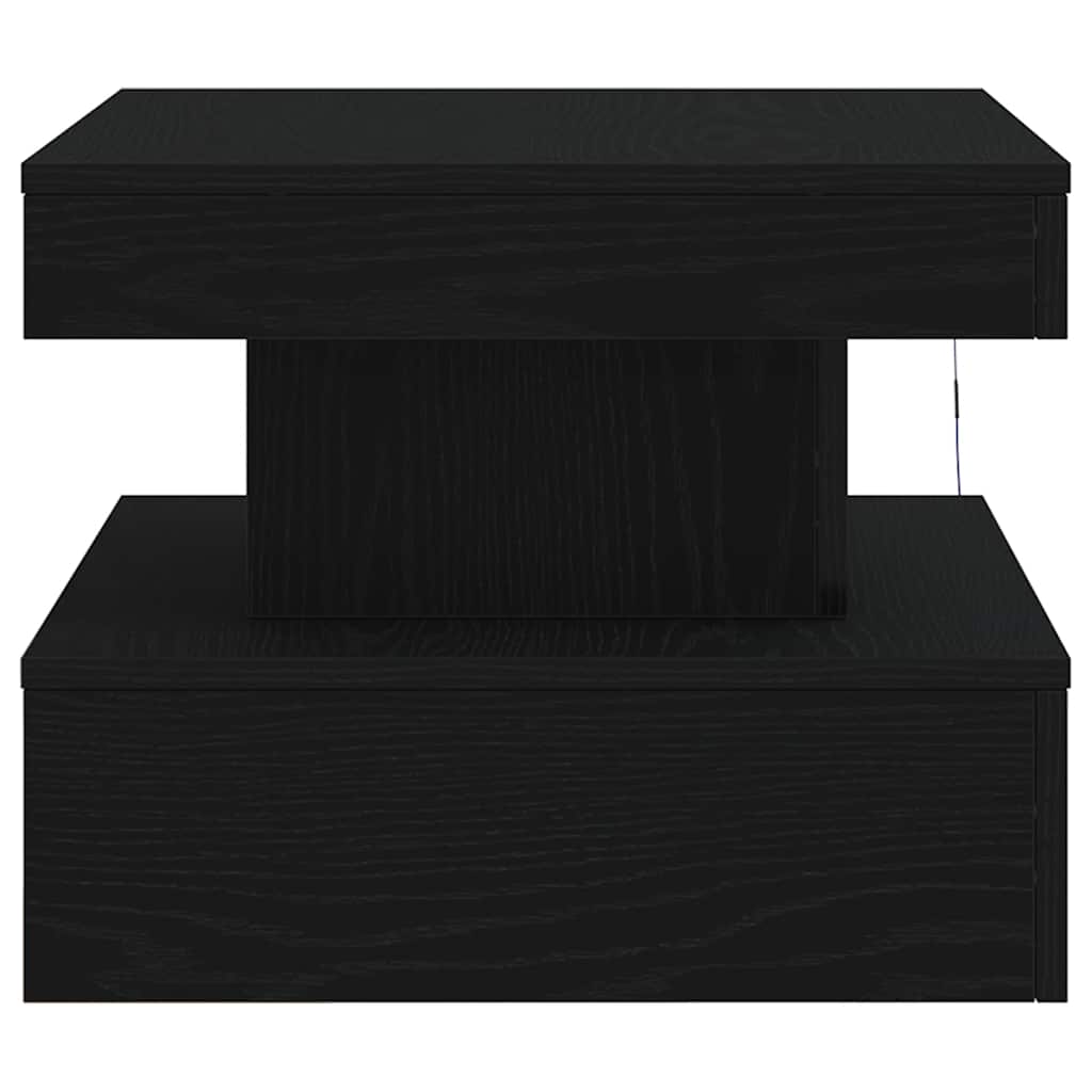 Tavolino da Salotto con Luci LED Rovere Nero 50x50x40 cm