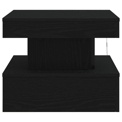 Tavolino da Salotto con Luci LED Rovere Nero 50x50x40 cm