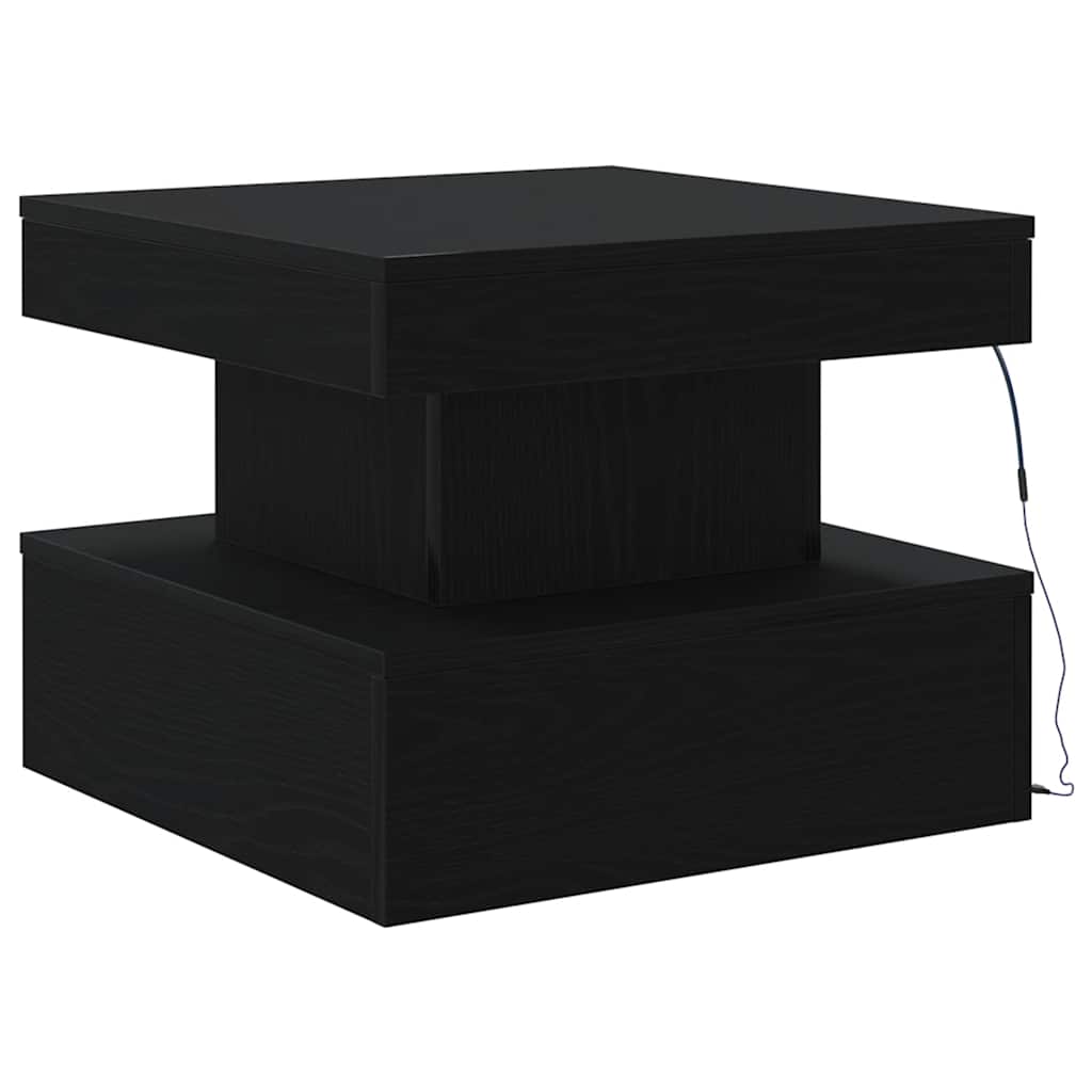 Tavolino da Salotto con Luci LED Rovere Nero 50x50x40 cm | homemem39
