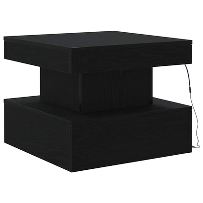 Tavolino da Salotto con Luci LED Rovere Nero 50x50x40 cm | homemem39