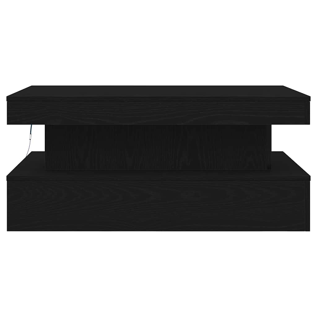 Tavolino da Soggiorno con Luci LED Rovere Nero 90x50x40 cm | homemem39