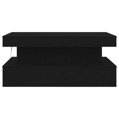 Tavolino da Soggiorno con Luci LED Rovere Nero 90x50x40 cm | homemem39