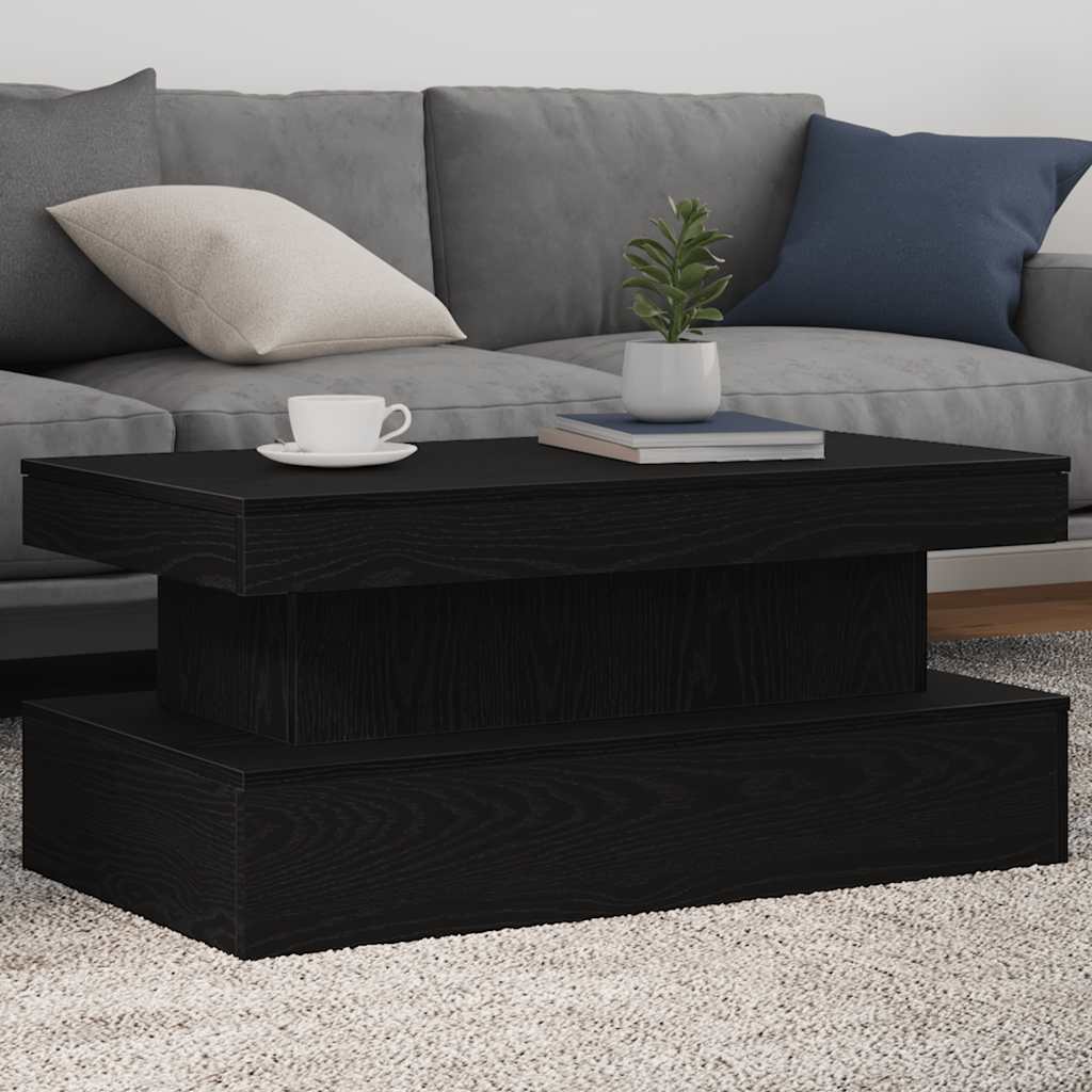 Tavolino da Soggiorno con Luci LED Rovere Nero 90x50x40 cm | homemem39
