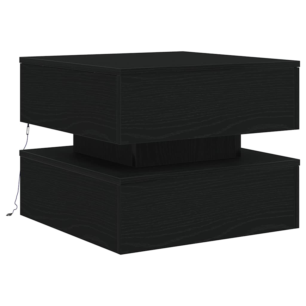 Tavolino da Salotto con Luci LED Rovere Nero 50x50x40 cm | homemem39
