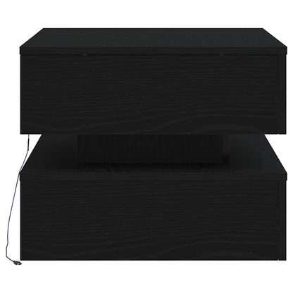 Tavolino da Salotto con Luci LED Rovere Nero 50x50x40 cm | homemem39