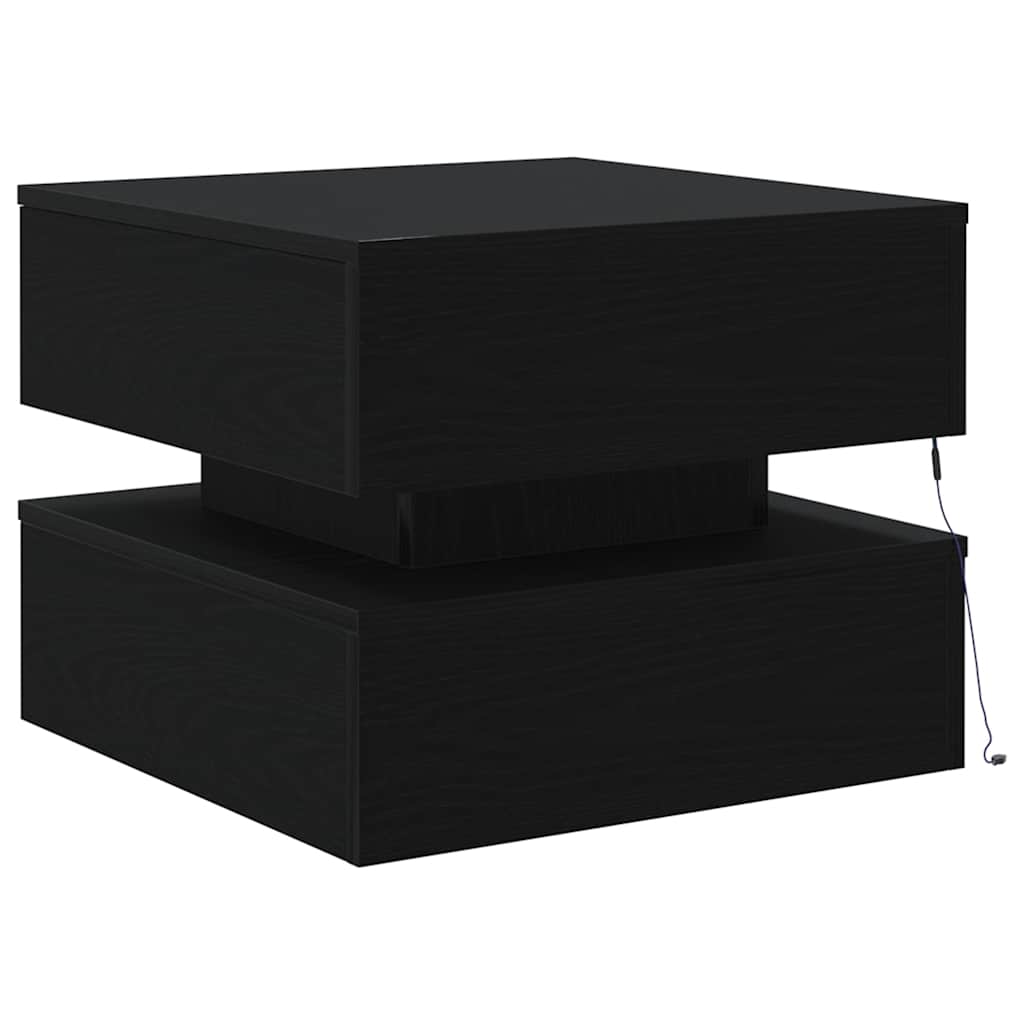 Tavolino da Salotto con Luci LED Rovere Nero 50x50x40 cm | homemem39